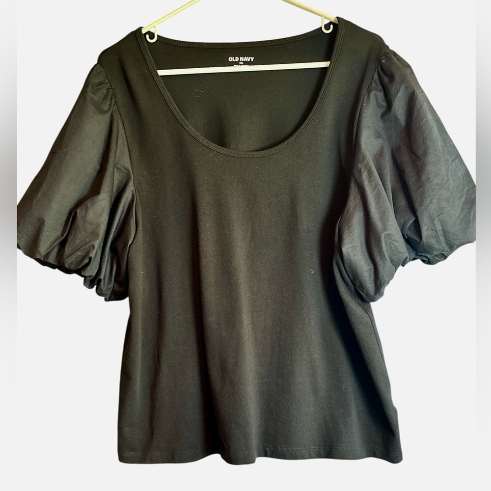 Old Navy Black Puff Sleeve Short Sleeve Tee